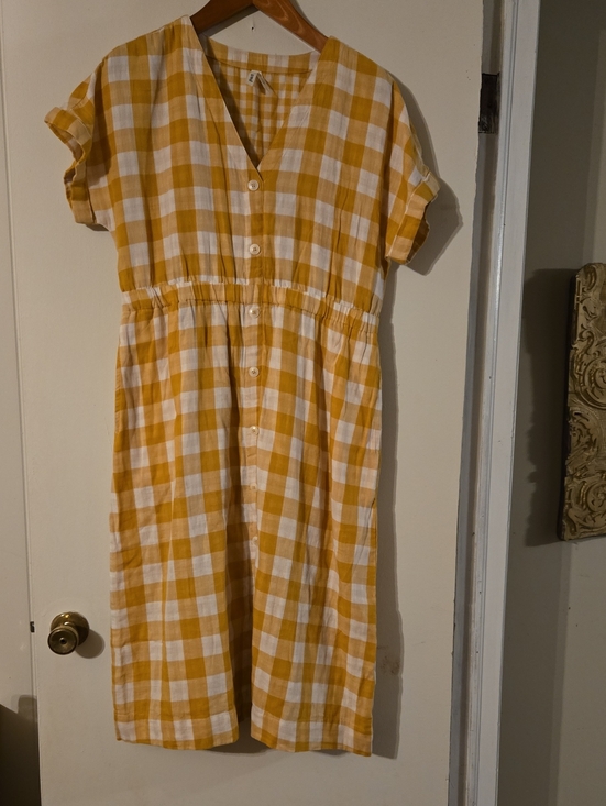 Pact Dresses & Skirts - Pact Yellow and White Gingham Midi Dress